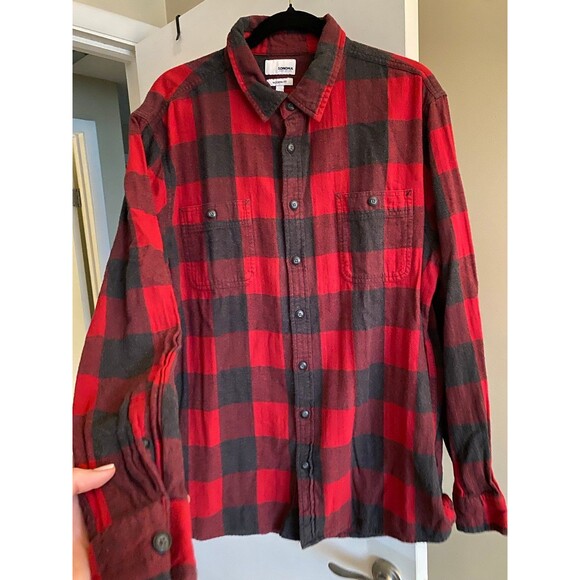 Sonoma Buffalo Check Flannel Modern Fit Button Down Red Gray/Black Size XL EUC - Picture 7 of 8